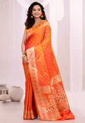 Orange Wedding Banarasi Silk Saree with Blouse Piece - Adi Akshoy & Co.