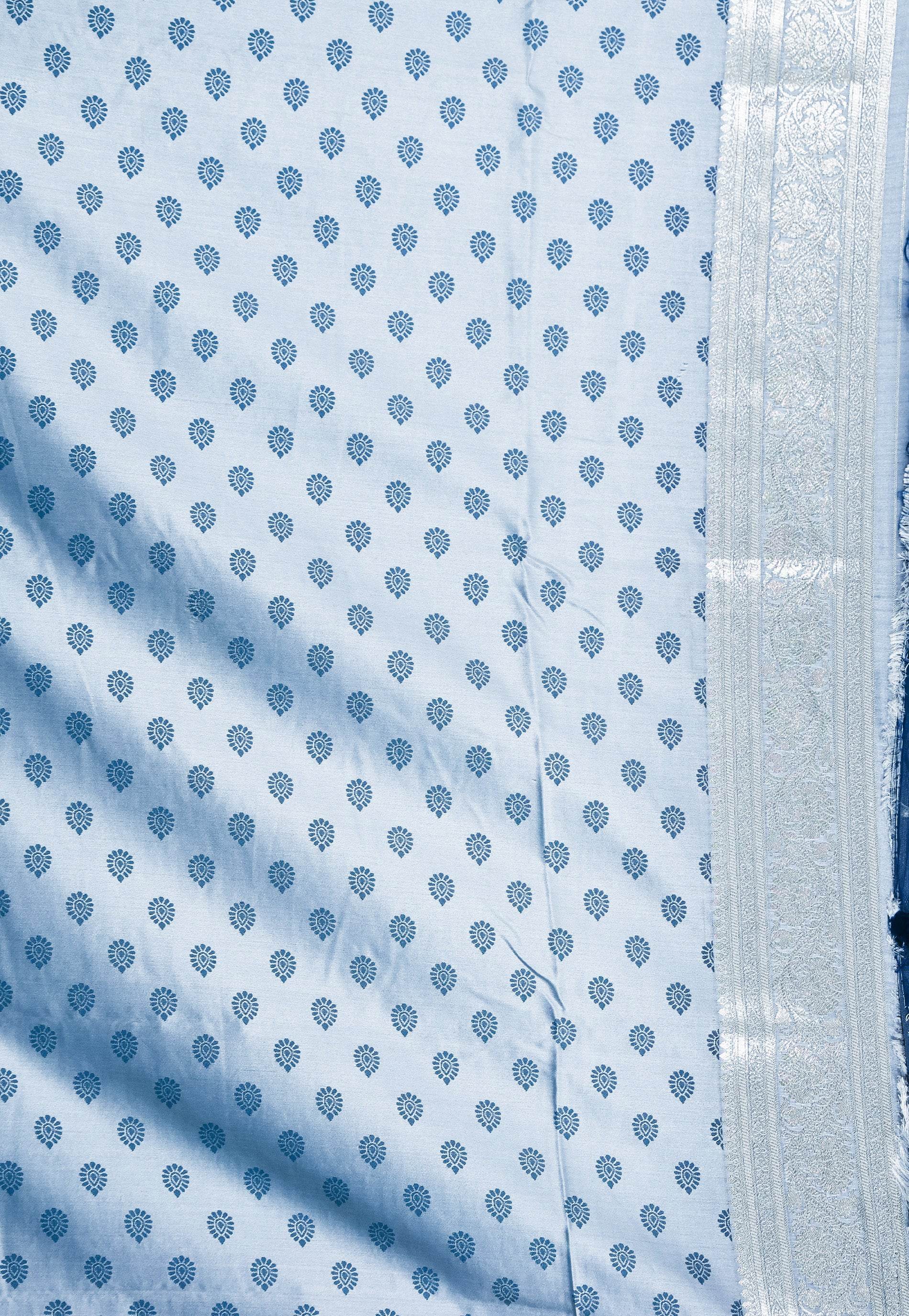 Grey Mashru Silk Saree with Blouse Piece - Adi Akshoy & Co.