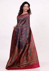 Blue Kani Silk Saree With Blouse Piece - Adi Akshoy & Co.