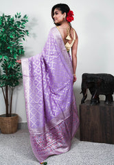 Mauve Mashru Silk Saree with Blouse Piece - Adi Akshoy & Co.