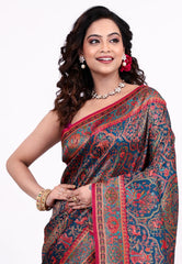 Blue Kani Silk Saree With Blouse Piece - Adi Akshoy & Co.