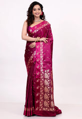 Magenta Mashru Silk Saree with Blouse Piece - Adi Akshoy & Co.