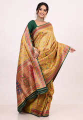 Mustard Yellow Kani Silk Saree With Blouse Piece - Adi Akshoy & Co.