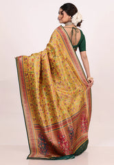 Mustard Yellow Kani Silk Saree With Blouse Piece - Adi Akshoy & Co.