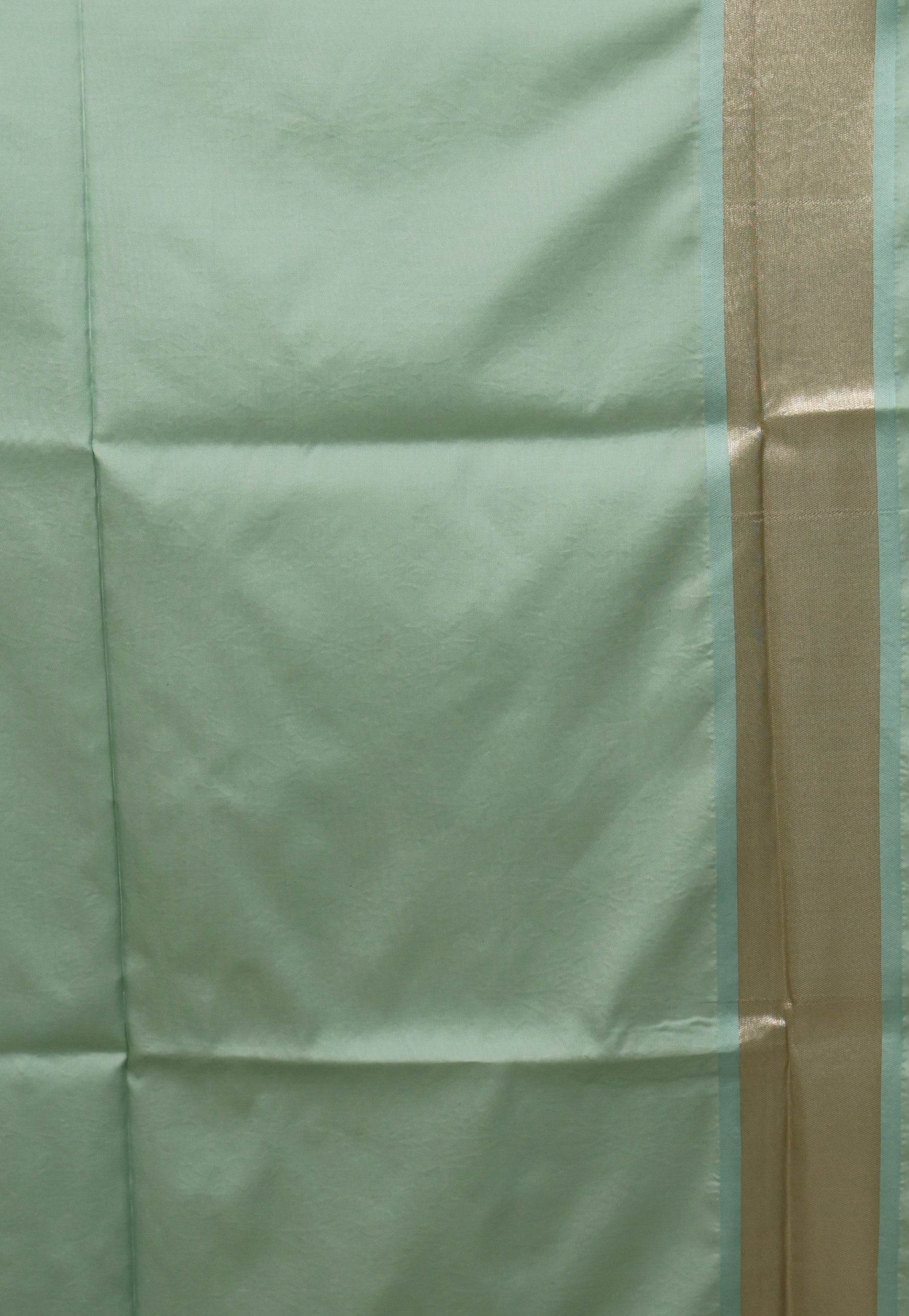 Sea Green Mashru Silk Saree with Blouse Piece - Adi Akshoy & Co.