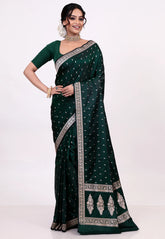 Rama Green Mashru Silk Saree with Blouse Piece - Adi Akshoy & Co.