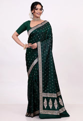 Rama Green Mashru Silk Saree with Blouse Piece - Adi Akshoy & Co.