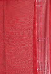 Red Sico Handloom Saree With Blouse Piece - Adi Akshoy & Co.