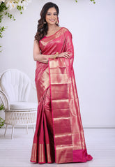 Rani Brocade Kanjivaram Silk Saree with Blouse Piece - Adi Akshoy & Co.