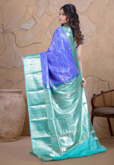 Royal Blue Kanjivaram Silk Saree with Blouse Piece - Adi Akshoy & Co.