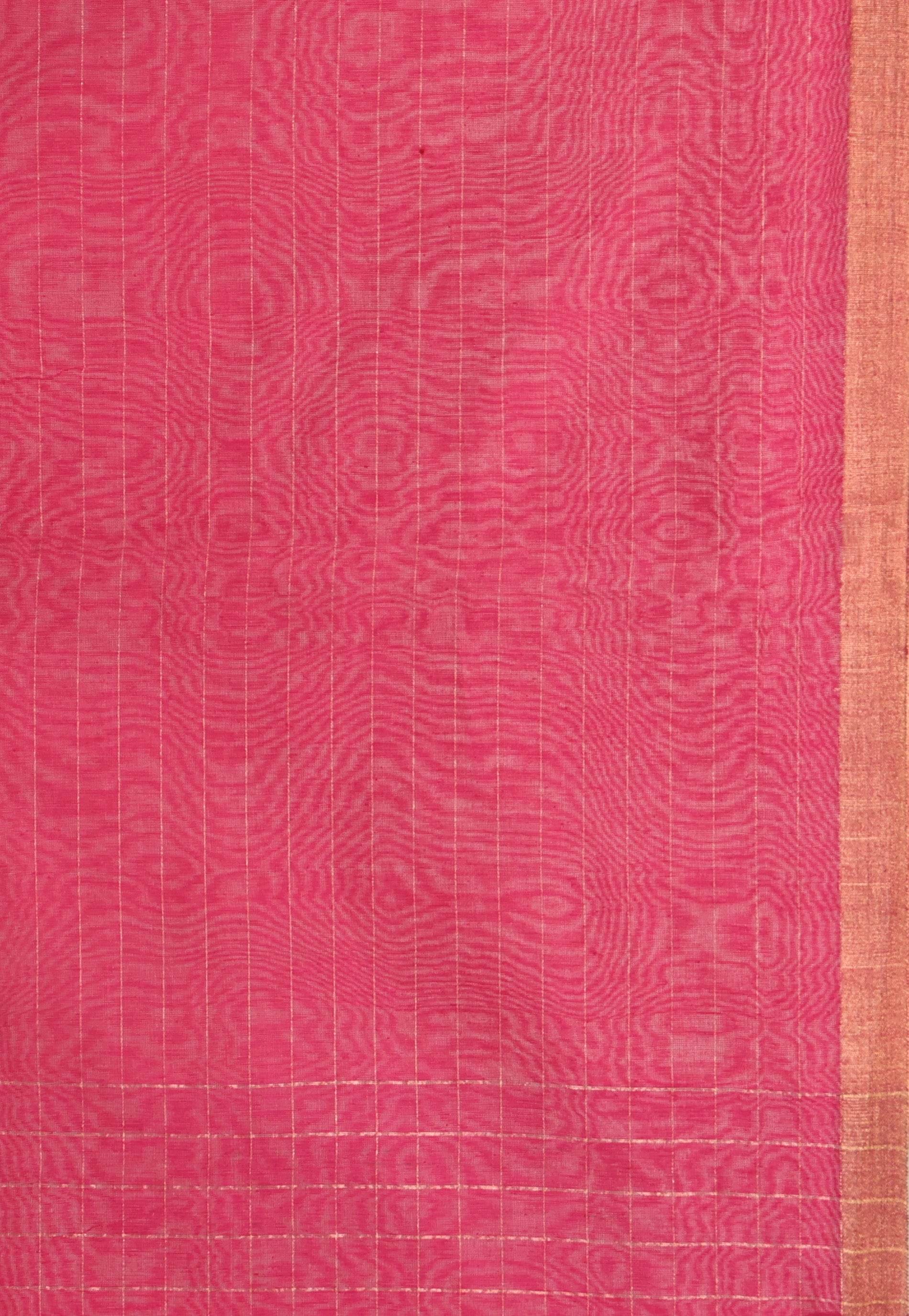 Rani Pink Handloom Saree With Blouse Piece - Adi Akshoy & Co.