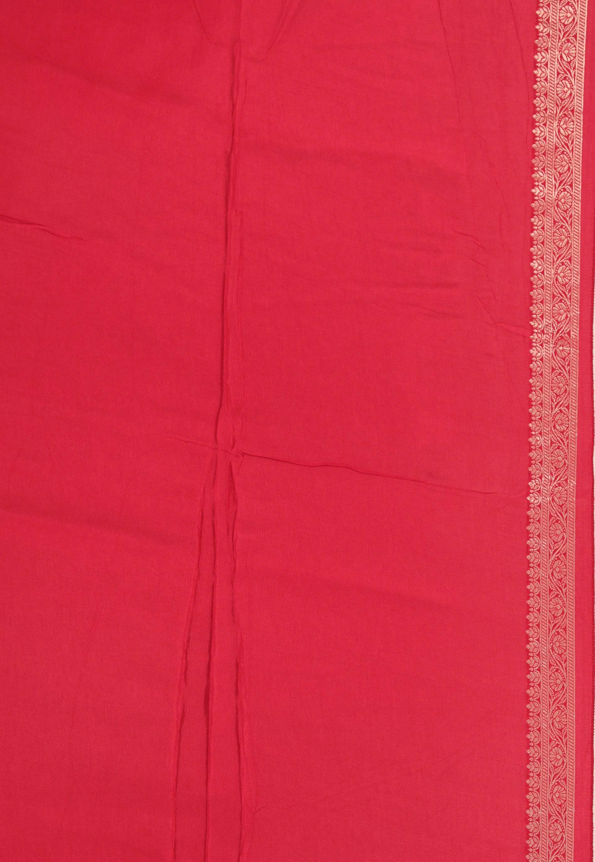 Red Mashru Silk Saree with Blouse Piece - Adi Akshoy & Co.
