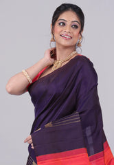 Deep Blue Pure Kanjivaram Silk Saree with Blouse Piece - Adi Akshoy & Co.