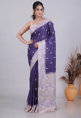 Blue Tussar Silk Saree with Blouse Piece - Adi Akshoy & Co.