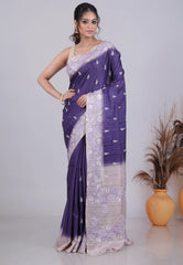 Blue Tussar Silk Saree with Blouse Piece - Adi Akshoy & Co.