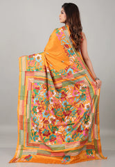 Orange Kantha Silk Saree with Blouse Piece - Adi Akshoy & Co.