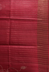 Red Tussar Silk Saree with Blouse Piece - Adi Akshoy & Co.