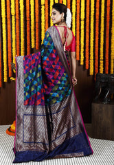 Multi color Kadwa Pure Silk Banarasi Saree with Blouse Piece - Adi Akshoy & Co.