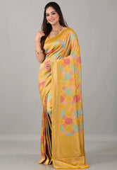 Yellow Kani Silk Saree With Blouse Piece - Adi Akshoy & Co.
