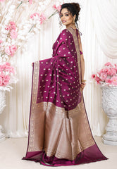 Magenta Kadwa Pure Silk Banarasi Saree with Blouse Piece - Adi Akshoy & Co.