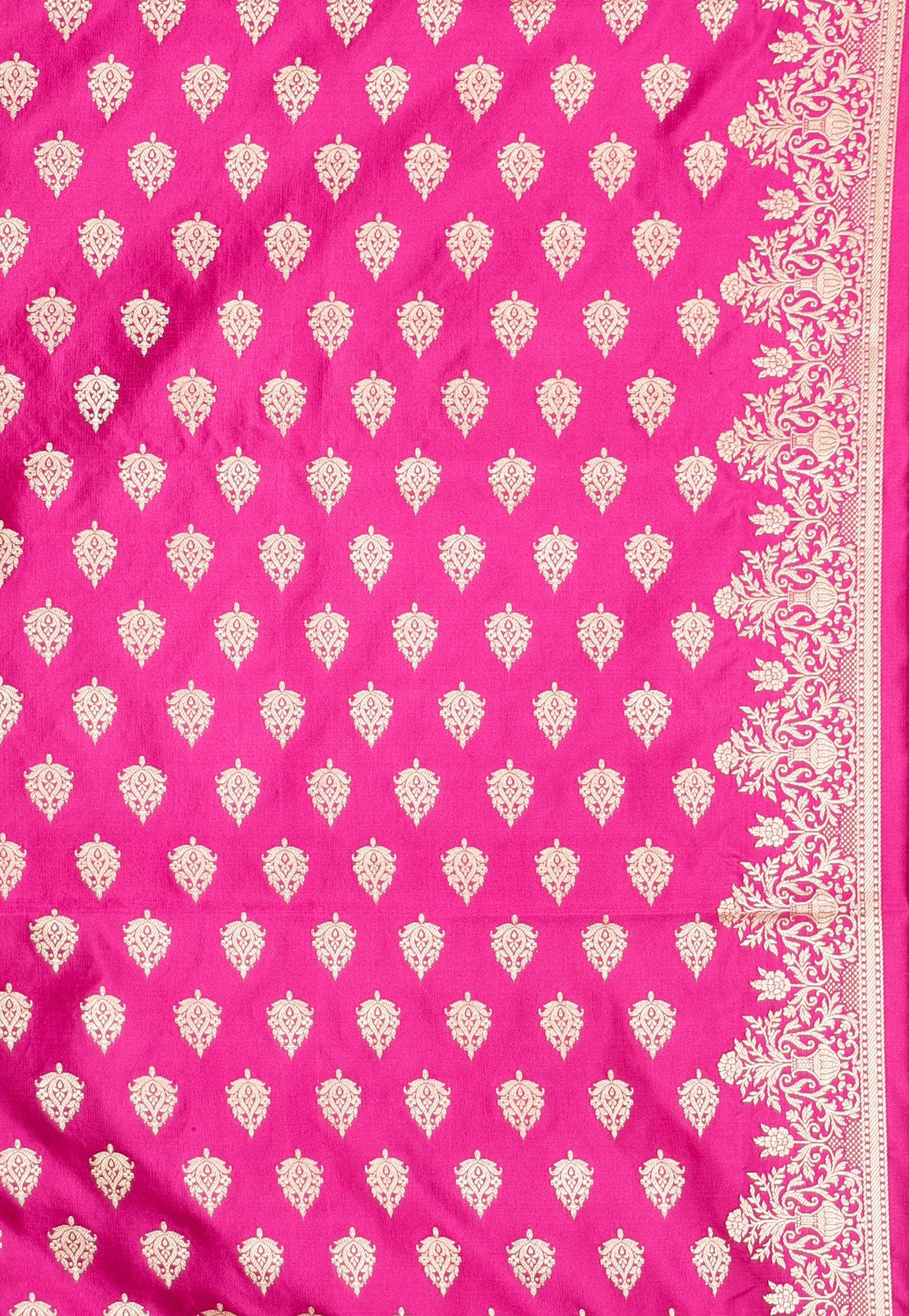Magenta Kadwa Pure Silk Banarasi Saree with Blouse Piece - Adi Akshoy & Co.