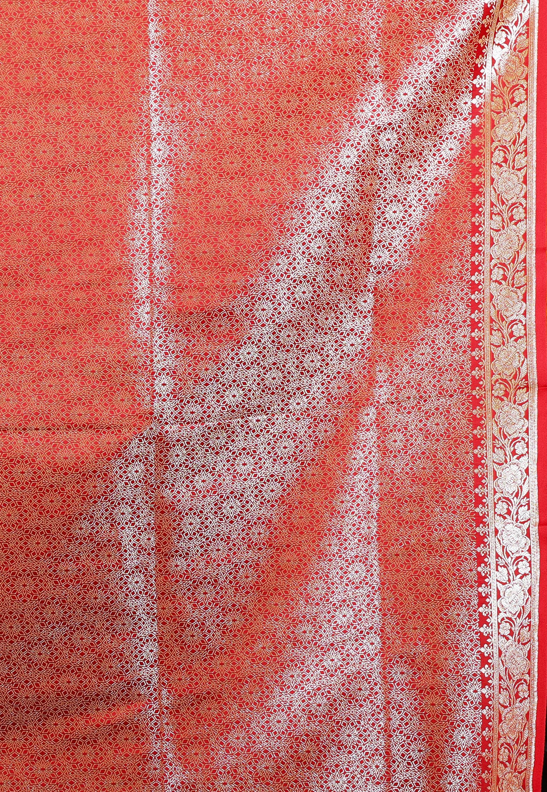 Red Wedding Banarasi Silk Saree with Blouse Piece - Adi Akshoy & Co.