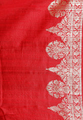 Red Tussar Pure Silk Saree with Blouse Piece - Adi Akshoy & Co.