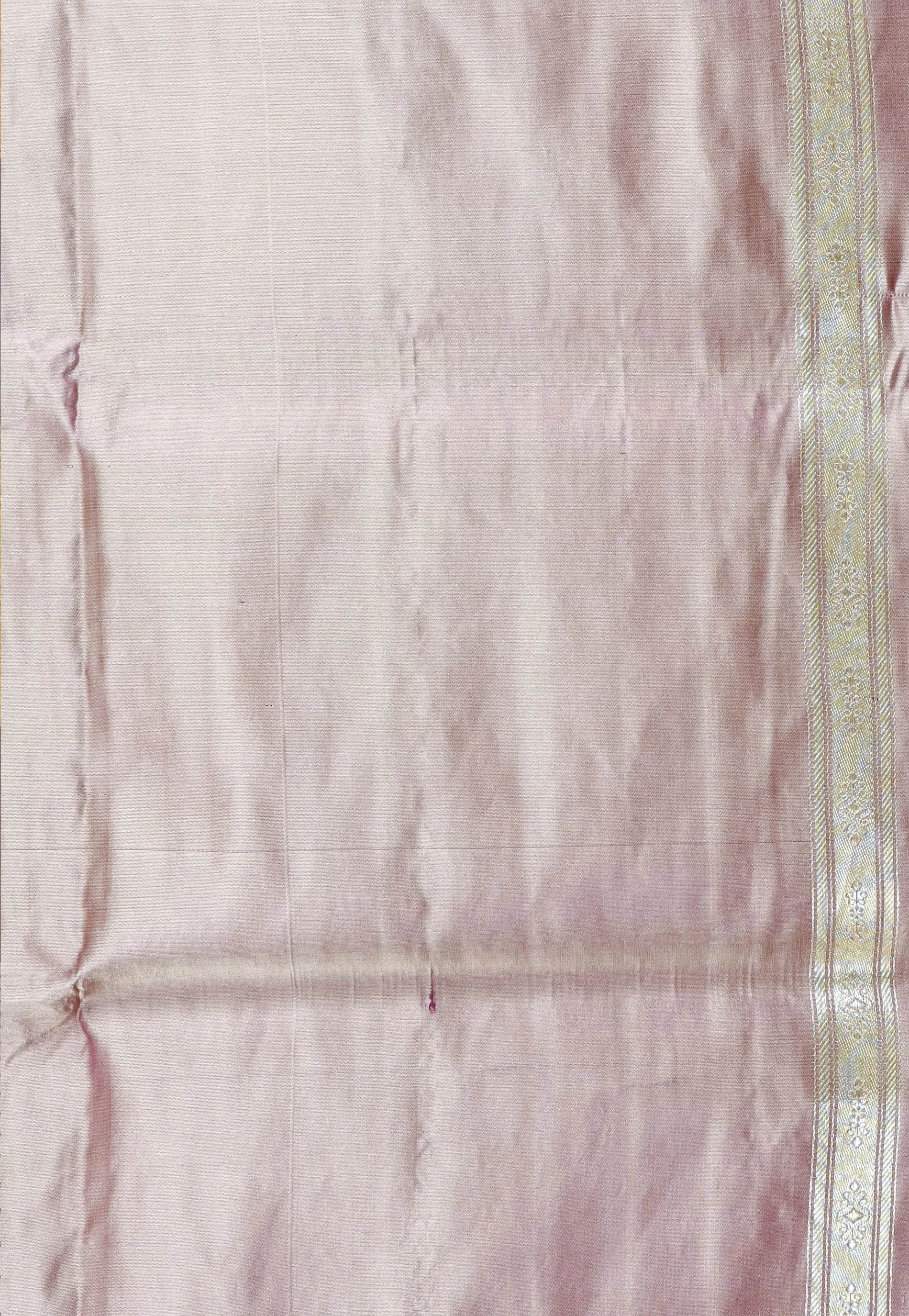 Neutral Beige Pastel Banarasi Silk Saree With Blouse Piece - Adi Akshoy & Co.