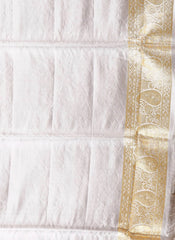 Grey Pastel Banarasi Silk Saree With Blouse Piece - Adi Akshoy & Co.