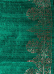Blue Tussar Pure Silk Saree with Blouse Piece - Adi Akshoy & Co.