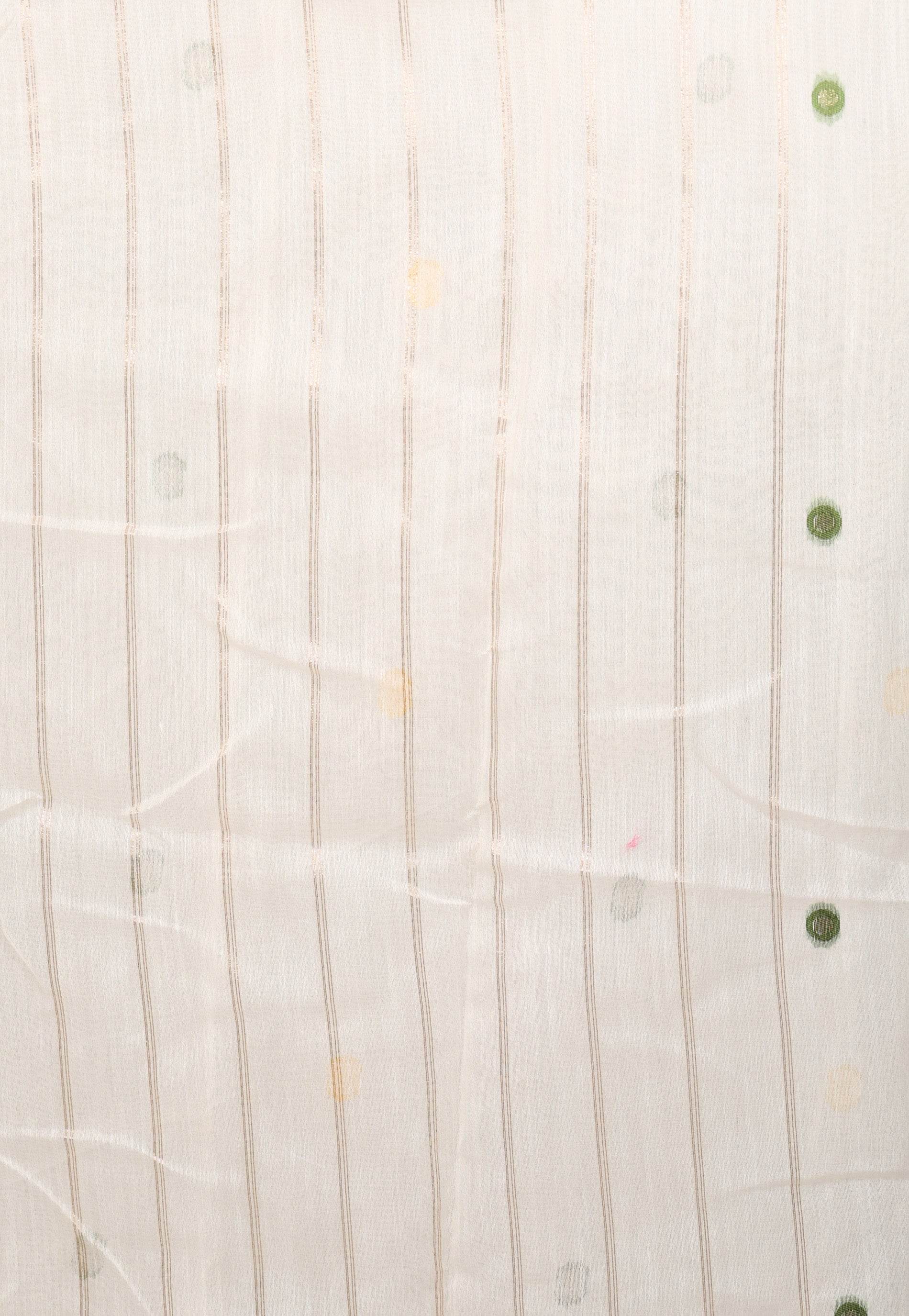 White Handloom Saree With Blouse Piece - Adi Akshoy & Co.
