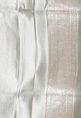 Grey Pastel Banarasi Silk Saree With Blouse Piece - Adi Akshoy & Co.