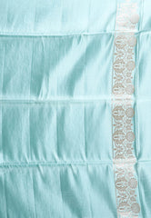 Sky Blue Pastel Banarasi Silk Saree With Blouse Piece - Adi Akshoy & Co.