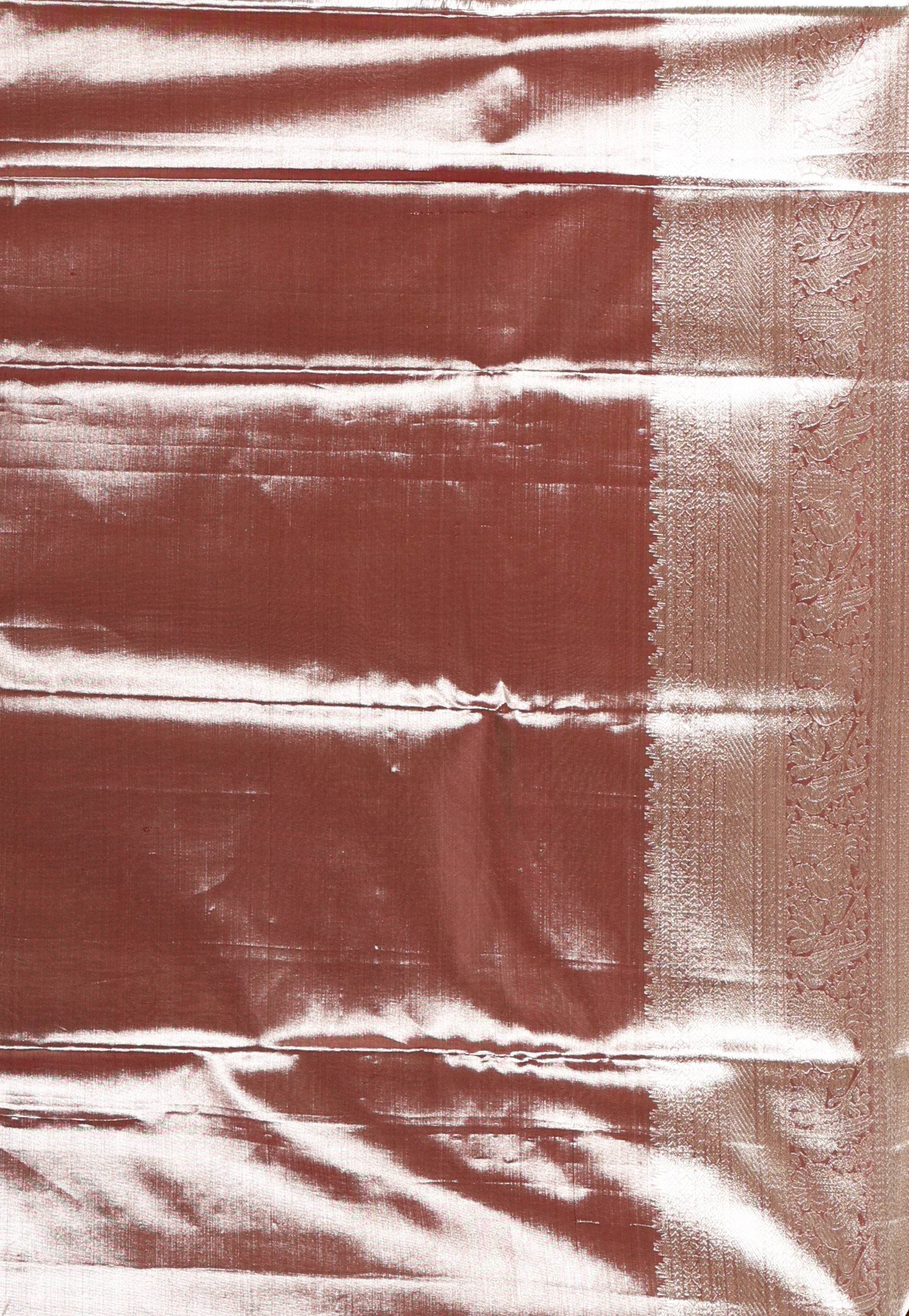 Copper and Blue combination Brocade Tissue Kanjivaram Silk Saree With Blouse Piece - Adi Akshoy & Co.