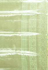 Light Lime Green Brocade Tissue Kanjivaram Silk Saree With Blouse Piece - Adi Akshoy & Co.