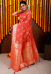 Pink Kani Silk Saree With Blouse Piece - Adi Akshoy & Co.