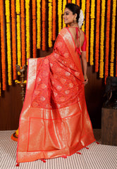 Pink Kani Silk Saree With Blouse Piece - Adi Akshoy & Co.