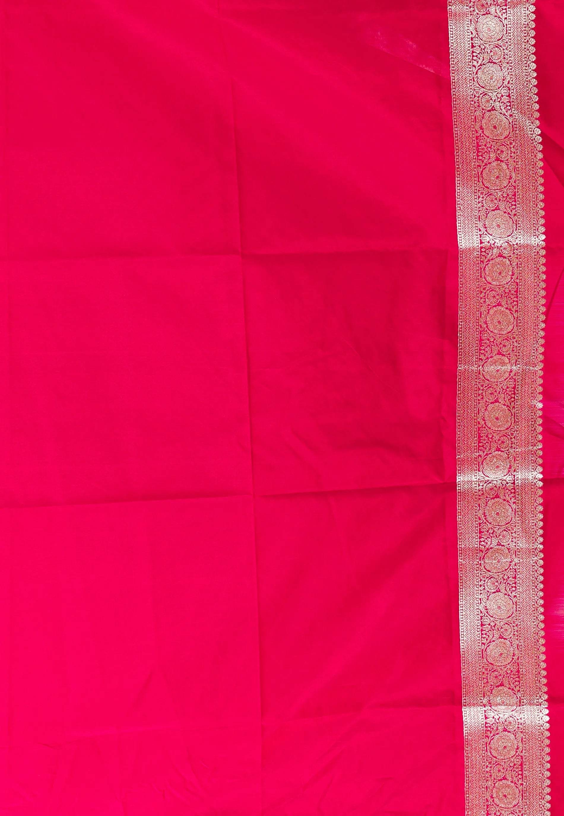 Rani Pink Katan Silk Saree With Blouse Piece - Adi Akshoy & Co.