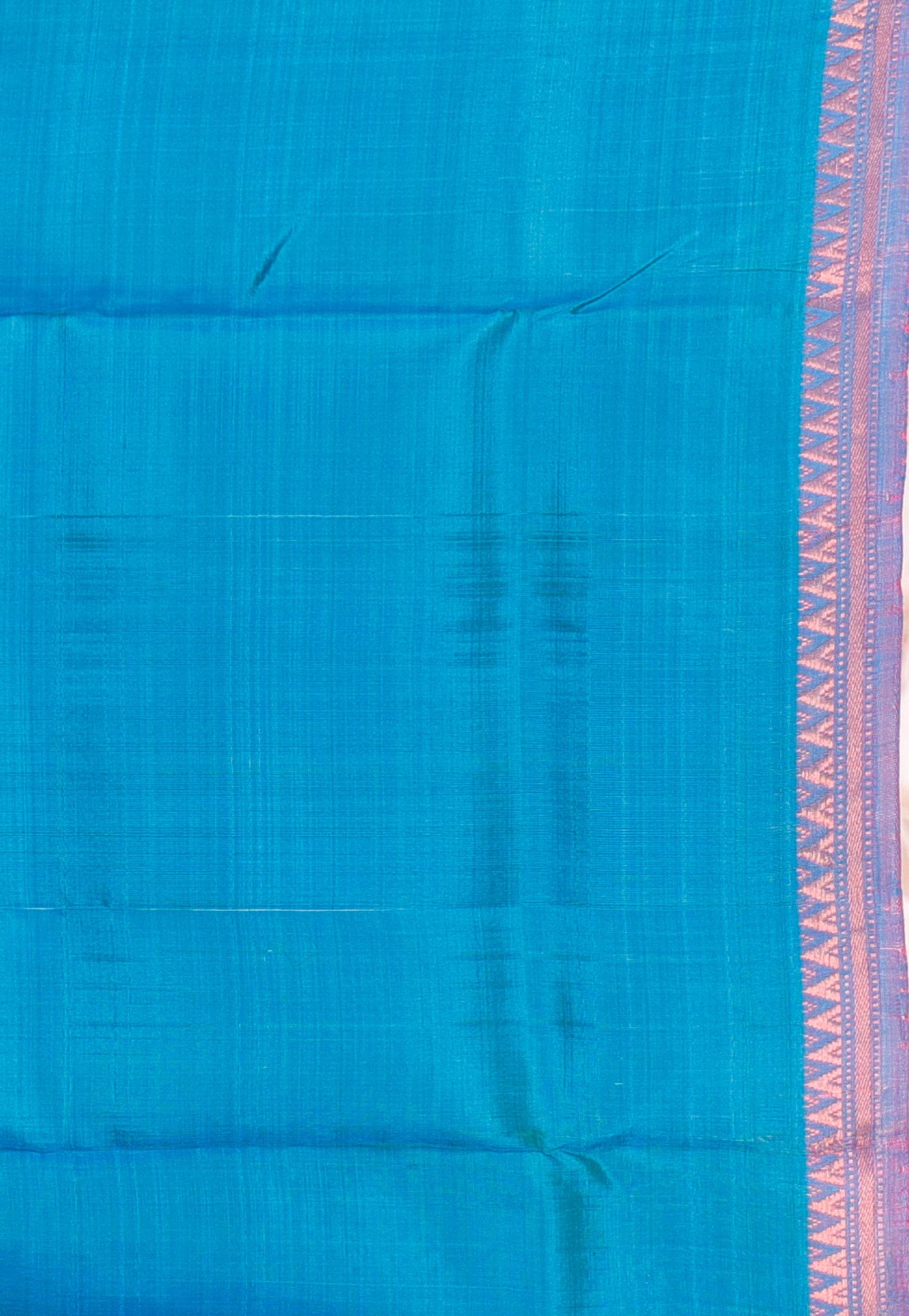 Feroza Blue Katan Silk Saree With Blouse Piece - Adi Akshoy & Co.