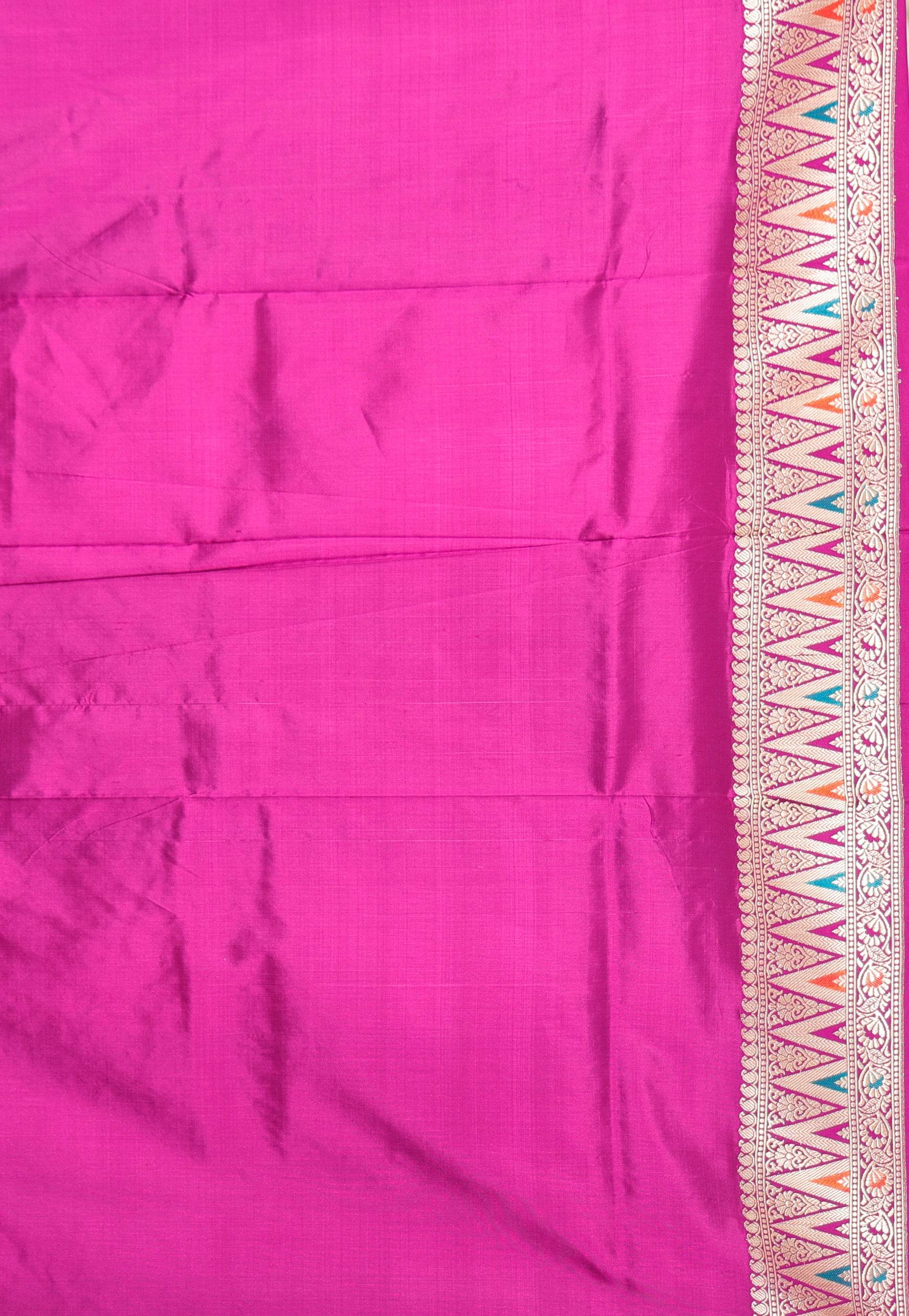 Bottle Green Minakari with Purple Border Kadwa Katan Pure Silk Saree With Blouse Piece - Adi Akshoy & Co.