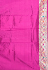 Bottle Green Minakari with Purple Border Kadwa Katan Pure Silk Saree With Blouse Piece - Adi Akshoy & Co.