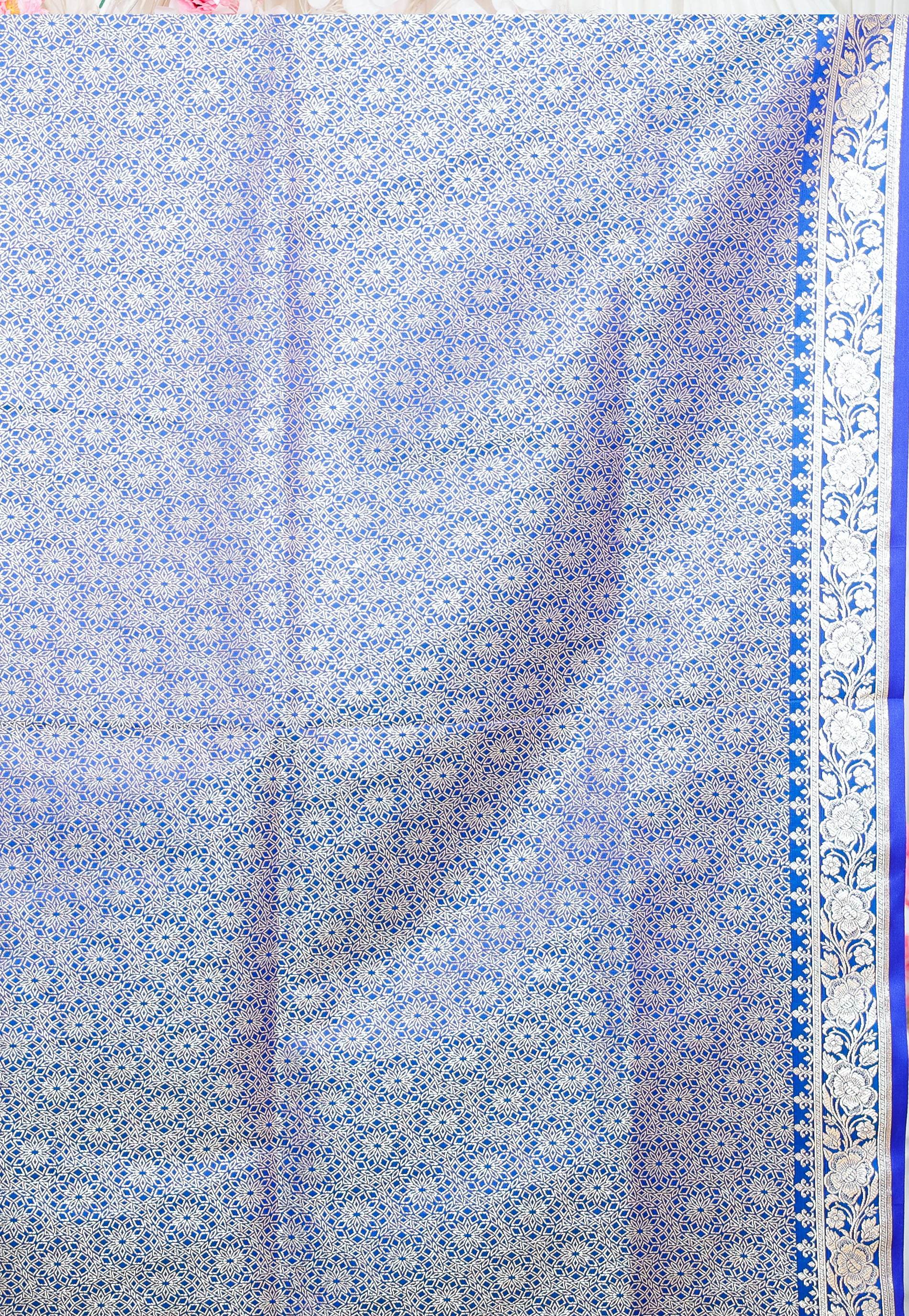 Royal Blue Wedding Banarasi Silk Saree with Blouse Piece - Adi Akshoy & Co.