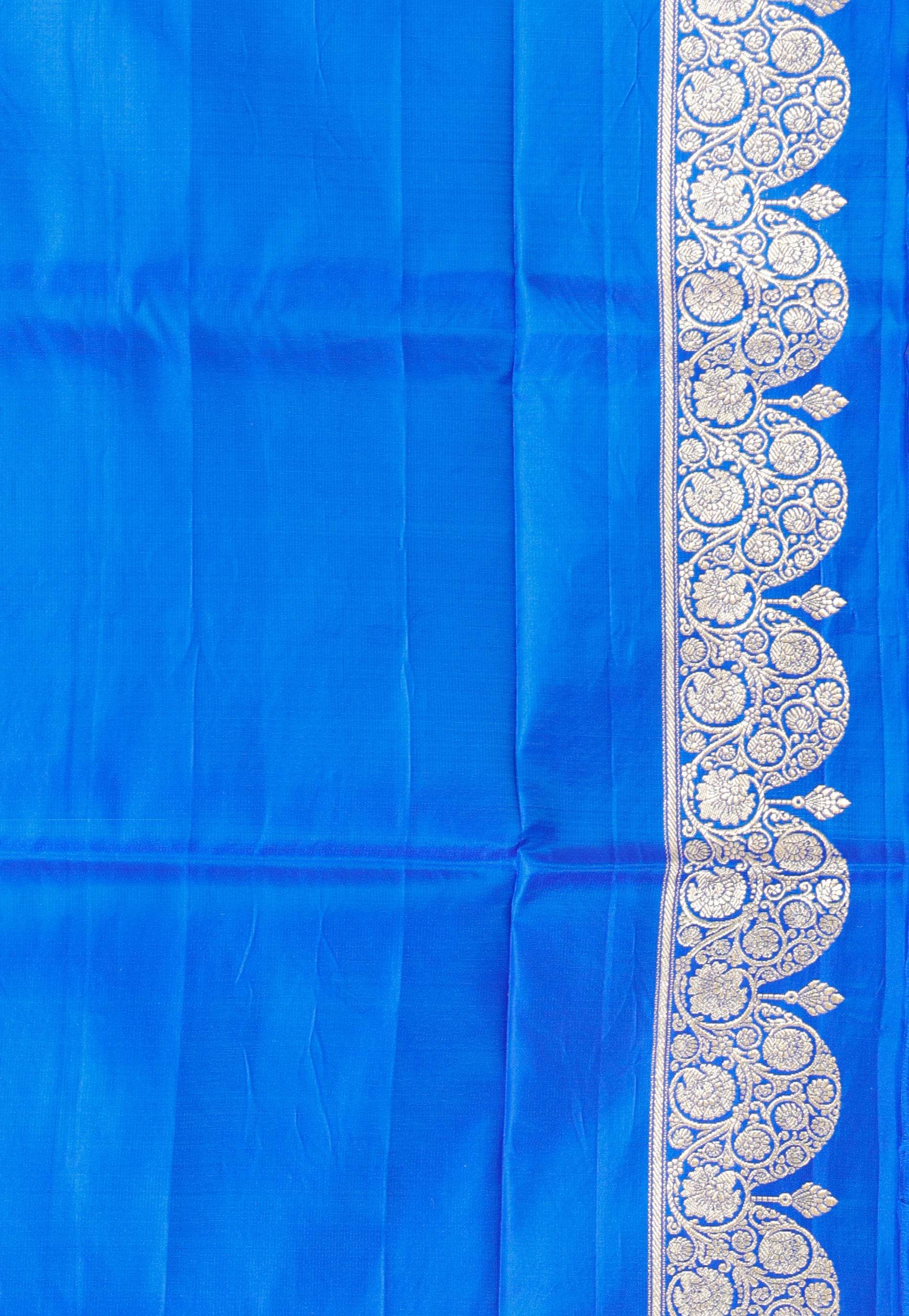 Royal Blue Wedding Banarasi Silk Saree with Blouse Piece - Adi Akshoy & Co.