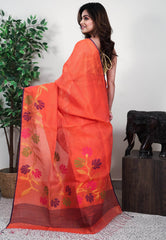 Orange Handloom Saree With Blouse Piece - Adi Akshoy & Co.