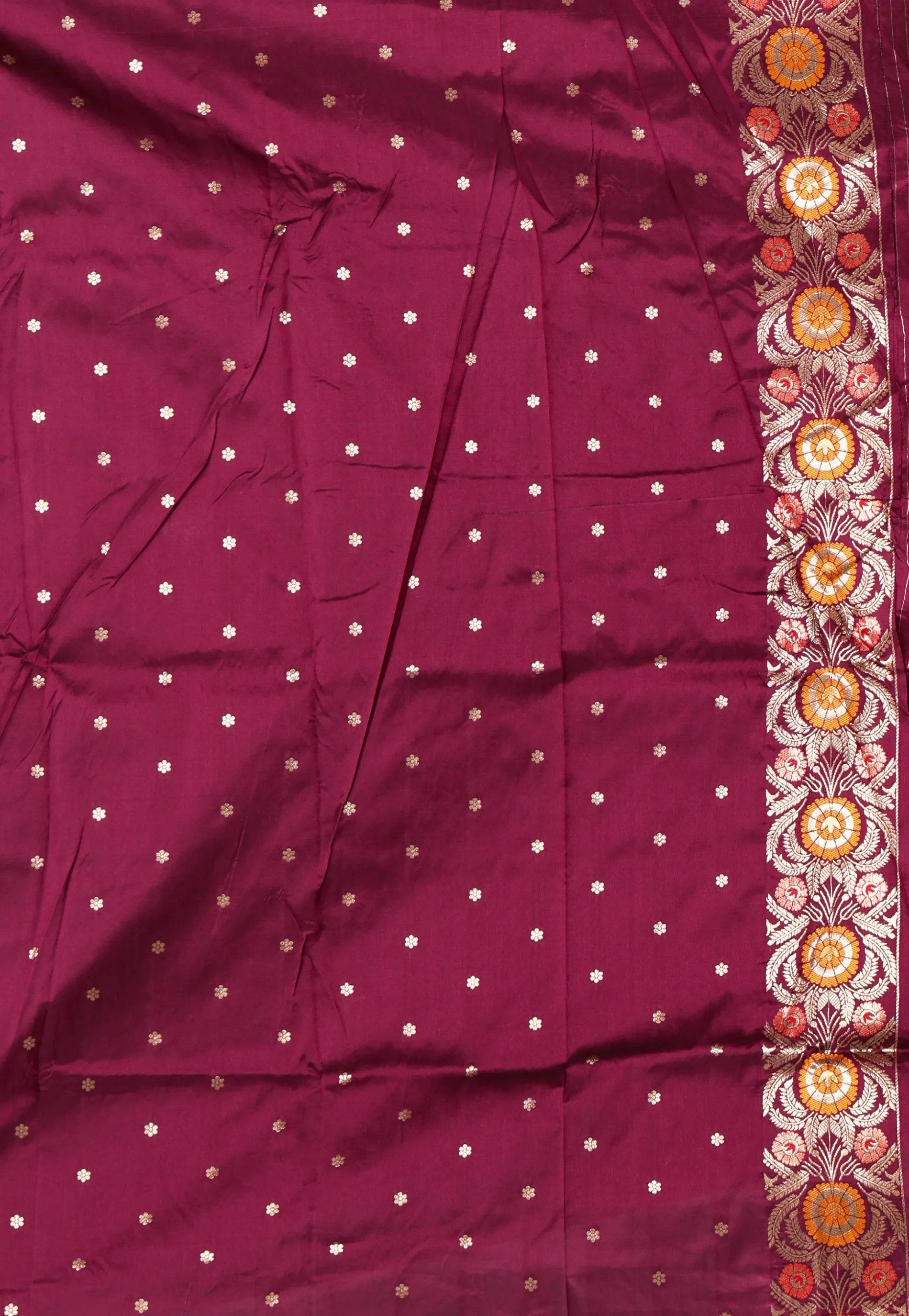Magenta Minakari Kanjivaram Silk Saree With Blouse Piece - Adi Akshoy & Co.