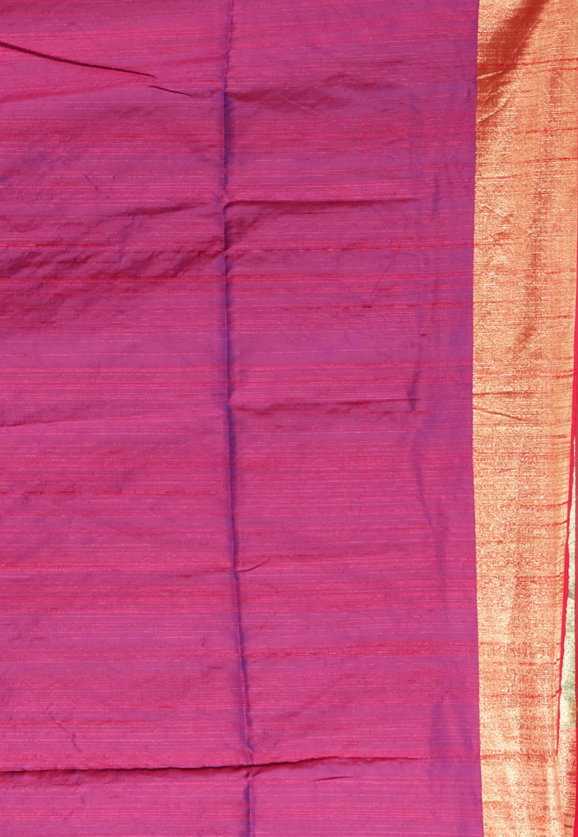 Peacock Blue Tussar Silk Saree with Blouse Piece - Adi Akshoy & Co.