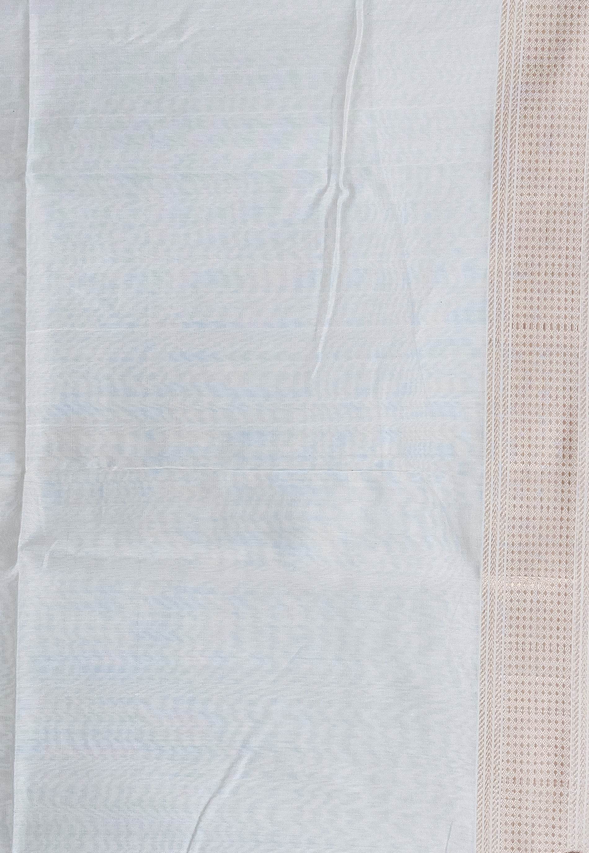 Off White Sico Handloom Saree With Blouse Piece - Adi Akshoy & Co.