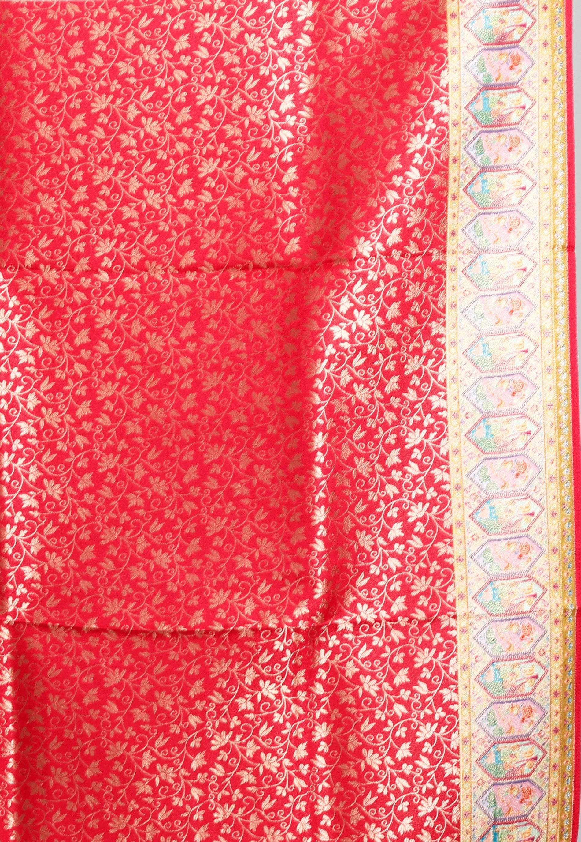 Beige Kani Silk Saree With Blouse Piece - Adi Akshoy & Co.