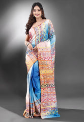Shaded Colour Pure Tussar Silk Kantha Saree With Blouse Piece - Adi Akshoy & Co.