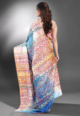 Shaded Colour Pure Tussar Silk Kantha Saree With Blouse Piece - Adi Akshoy & Co.